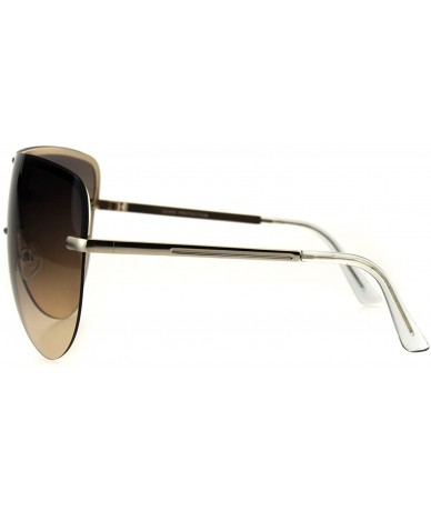 Oversized Oceanic Color Gradient Lens Oversize Shield Diva Racer Sunglasses - Brown Smoke - C0185NMLIML $24.56