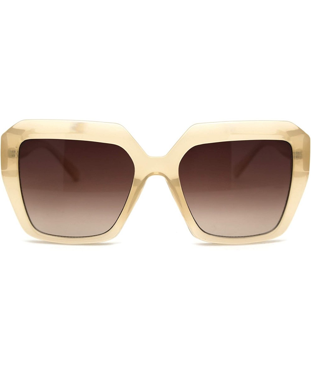 Butterfly Womens Diva Thick Plastic Butterfly Squared Sunglasses - Beige Brown - CJ18YW3YNL6 $18.60