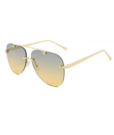 Rimless Pilot Sunglasses for Women Rimless Big Lend Gradient Shade UV Protection - C5 - C0190OG302G $23.50