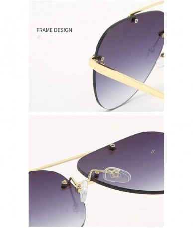 Rimless Pilot Sunglasses for Women Rimless Big Lend Gradient Shade UV Protection - C5 - C0190OG302G $23.50