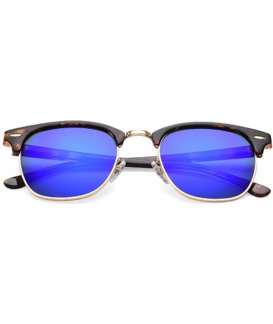 Square sunglasses for women men TR90 frame TAC and crystal glass lens sun glasses - Leopard Frame/Blue Lens - CA194R8UMA2 $28.37