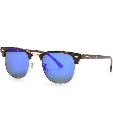 Square sunglasses for women men TR90 frame TAC and crystal glass lens sun glasses - Leopard Frame/Blue Lens - CA194R8UMA2 $28.37