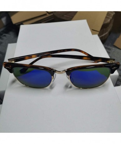 Square sunglasses for women men TR90 frame TAC and crystal glass lens sun glasses - Leopard Frame/Blue Lens - CA194R8UMA2 $28.37