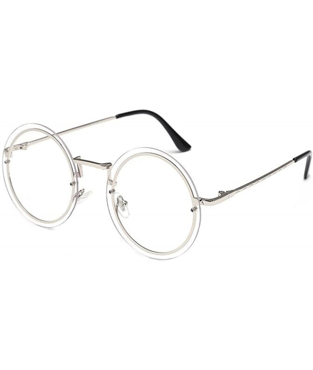 Square Fashion Round Metal Frame Glasses Sunglasses for Men or Women3297 - Silver-white - CS18GDES7O2 $24.41