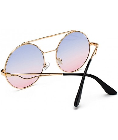 Rimless Men women Metal Round Sunglasses Slim frame Colored Flat Lens 60mm - Blue Pink - C318EQHML7D $18.00