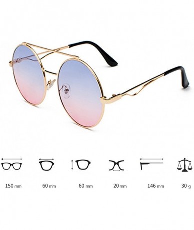 Rimless Men women Metal Round Sunglasses Slim frame Colored Flat Lens 60mm - Blue Pink - C318EQHML7D $18.00