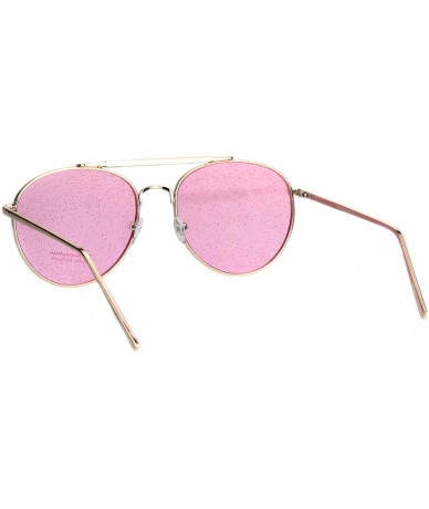 Aviator Glitter Lens Sunglasses Glasses Womens Round Aviator Gold Metal Frame - Gold - CW18QWRG3UO $21.21