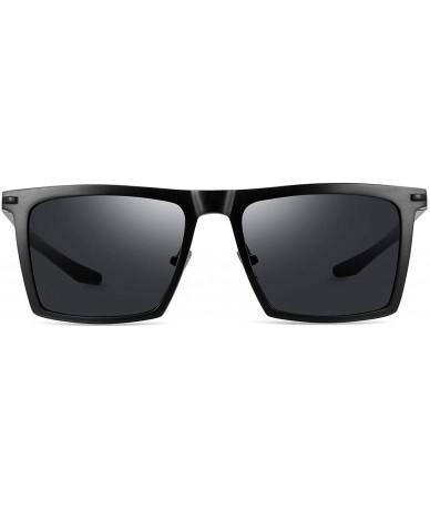 Square UV 400 Polarized Sunglasses for Men Women Classic Retro Square Frame Black Unisex Sunglasses - C8198Q4AIDQ $44.49