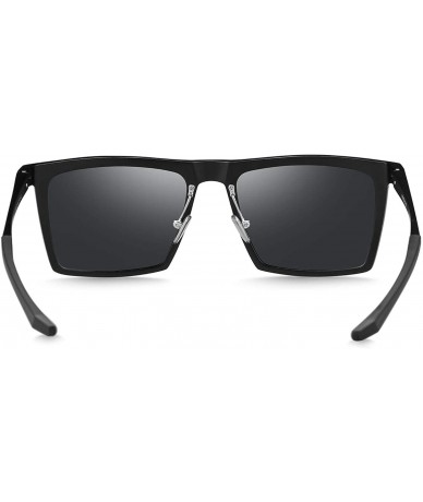 Square UV 400 Polarized Sunglasses for Men Women Classic Retro Square Frame Black Unisex Sunglasses - C8198Q4AIDQ $44.49