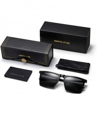 Square UV 400 Polarized Sunglasses for Men Women Classic Retro Square Frame Black Unisex Sunglasses - C8198Q4AIDQ $44.49