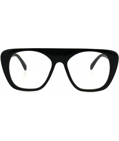 Rectangular Womens Futurism Flat Top Mob Retro Plastic Clear Lens Eye Glasses - Black - CA1847UE284 $17.95