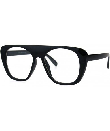 Rectangular Womens Futurism Flat Top Mob Retro Plastic Clear Lens Eye Glasses - Black - CA1847UE284 $17.95