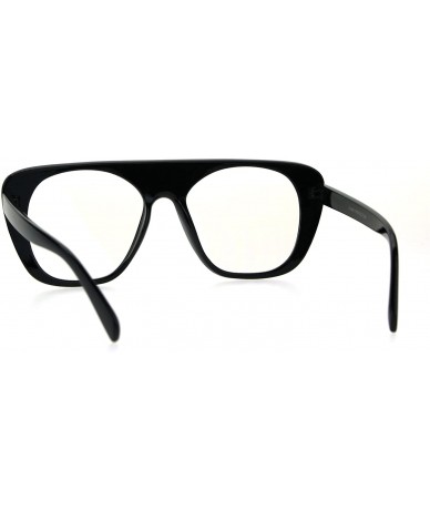 Rectangular Womens Futurism Flat Top Mob Retro Plastic Clear Lens Eye Glasses - Black - CA1847UE284 $17.95