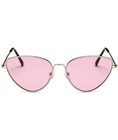 Cat Eye Women Fashion Triangle Cat Eye Sunglasses with Case UV400 Protection Beach - Silver Frame/Pink Lens - C918WTWZCNH $31.41