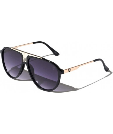 Shield RALLY Flat Top Plastic Frame Metal Front Shield Round Aviator Sunglasses - Smoke Gold - CC19995MN59 $50.14