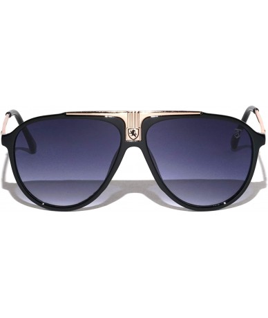 Shield RALLY Flat Top Plastic Frame Metal Front Shield Round Aviator Sunglasses - Smoke Gold - CC19995MN59 $50.14