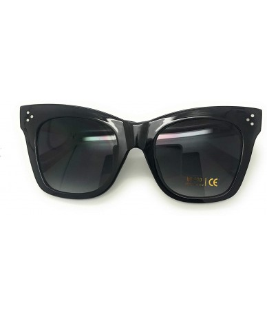 Oversized Womens Oversized Fashion Sunglasses Big Flat Square Frame UV 400 With Microfiber Case - Black - CX18OGGKYAL $17.86