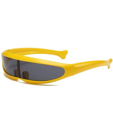 Shield Futuristic Cyclops Sunglasses One Lens For Cosplay Narrow Party Favor Shield Wrap Glasses Technological - Yellow - C11...