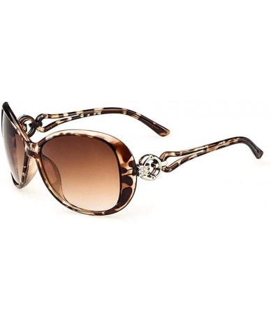 Oval UV400 Sunglasses for Women Vintage Big Frame Sun Glasses Ladies Shades - Leopard - CK196M472UU $16.86