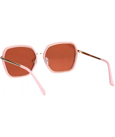 Square Double Frame Square Sunglasses Womens Designer Chic Shades UV 400 - Matte Pink (Pink Mirror) - C618OROWAUA $19.97