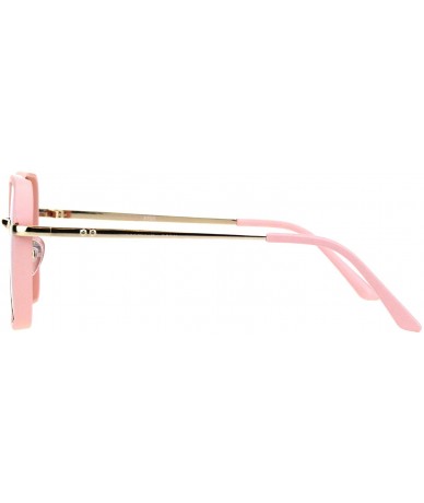 Square Double Frame Square Sunglasses Womens Designer Chic Shades UV 400 - Matte Pink (Pink Mirror) - C618OROWAUA $19.97