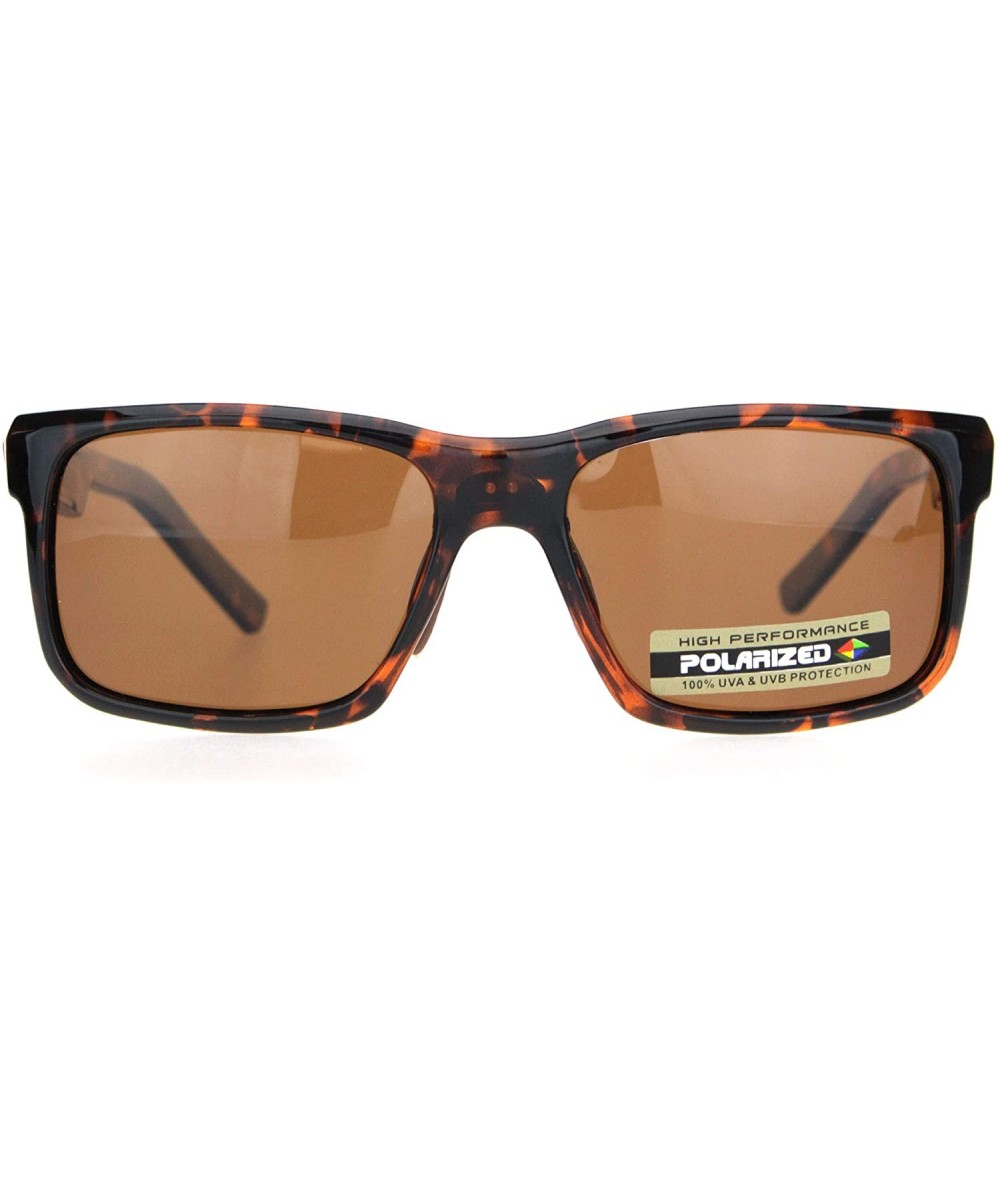 Sport Polarized Mens Luxury Designer Rectangular Sport Sunglasses - Tortoise Brown - C018NKS3YDL $23.77