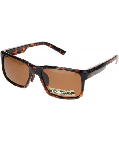 Sport Polarized Mens Luxury Designer Rectangular Sport Sunglasses - Tortoise Brown - C018NKS3YDL $23.77