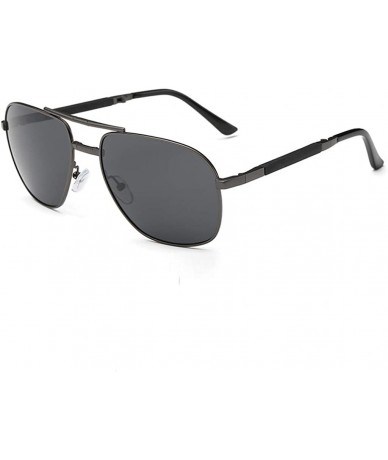 Round Polarized Sunglasses Folding Browline Chaofanjiancai - Black - CD18WDKZGLX $41.20