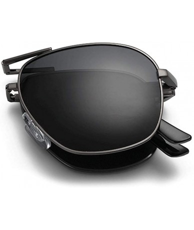 Round Polarized Sunglasses Folding Browline Chaofanjiancai - Black - CD18WDKZGLX $41.20