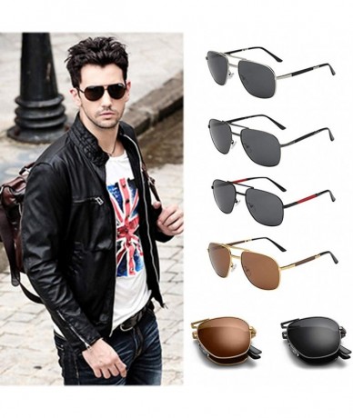 Round Polarized Sunglasses Folding Browline Chaofanjiancai - Black - CD18WDKZGLX $41.20