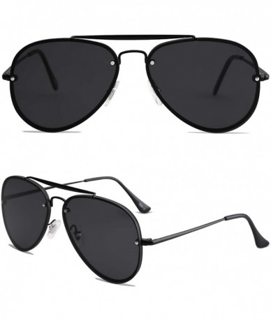 Aviator Men's Women's Aviator Sunglasses- Rimless Metal- Mirrored- TRENDALERT SJ1105 - C4 Black Frame/Grey Lens - CU18NU9H3N2...