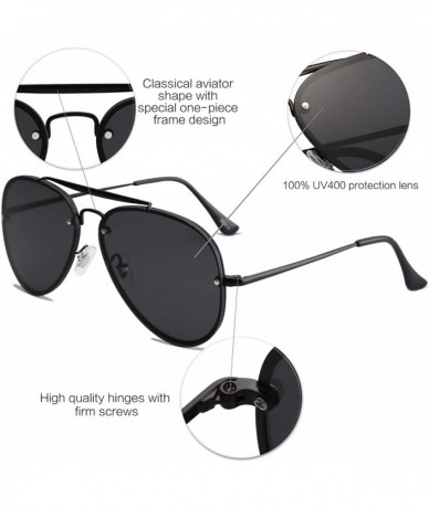 Aviator Men's Women's Aviator Sunglasses- Rimless Metal- Mirrored- TRENDALERT SJ1105 - C4 Black Frame/Grey Lens - CU18NU9H3N2...