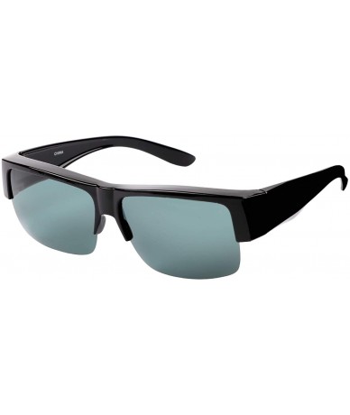 Oversized Over Glasses Sunglasses Semi Rimless Polarized Lens Fitover Sunglasses - G15-green - CA196QY5LYO $23.85