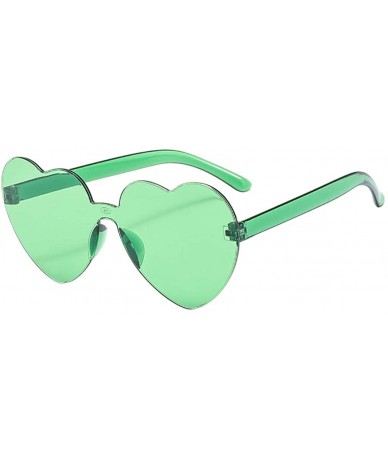 Oversized Heart Shaped Rimless Sunglasses Transparent Candy Color Frameless Glasses - Green - C7190OD0TOO $16.94