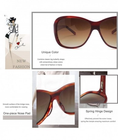 Aviator Women Classic Design Acetate UV Protection Sunglasses - Red Stripe - C617Y0KOLDE $42.17