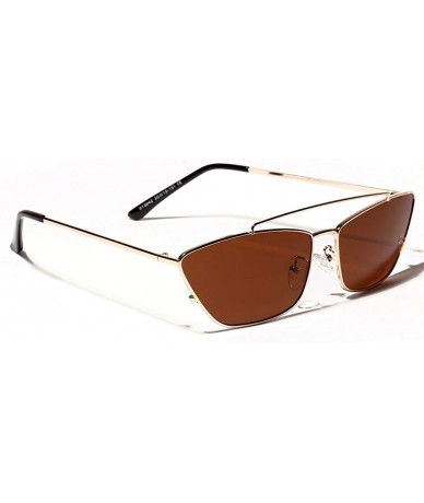 Cat Eye Ladies Sunglasses Women Cat Eye Small Metal Frame Fashion Sun Glasses Square - Gold With Brown - C518LS65NNG $19.65