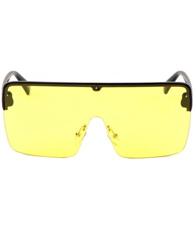 Shield Rimless Rectangular One Piece Lens Shield Flat Top Sunglasses - Yellow - C9197A547LO $27.25