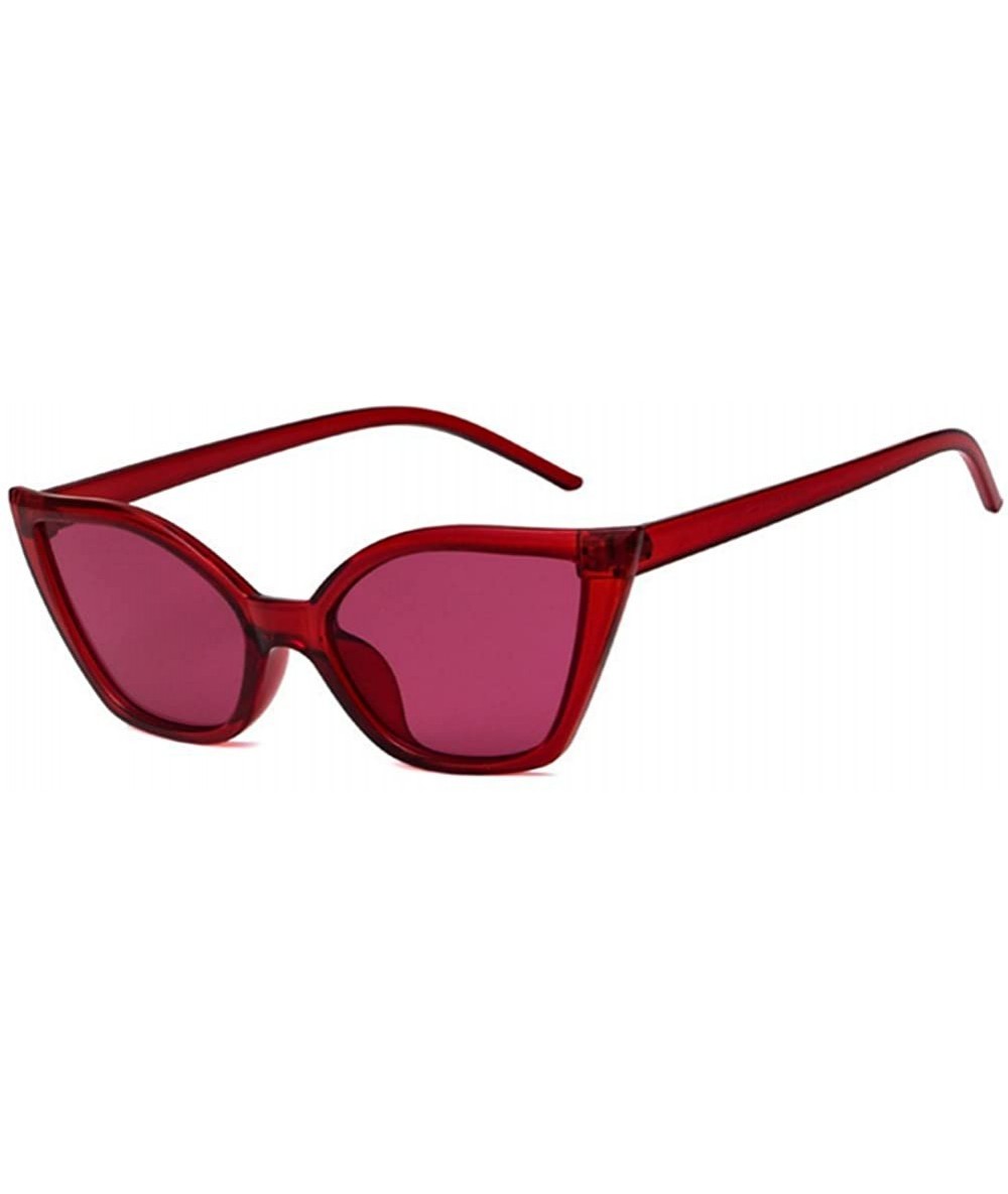 Cat Eye Cat Eye Sunglasses Plastic Frame Glasses Vintage Fashion Style Sun Glasses for Women - Red Frame + Red Lens - CS18S9A...