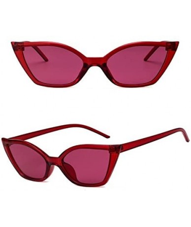 Cat Eye Cat Eye Sunglasses Plastic Frame Glasses Vintage Fashion Style Sun Glasses for Women - Red Frame + Red Lens - CS18S9A...