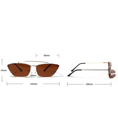 Cat Eye Ladies Sunglasses Women Cat Eye Small Metal Frame Fashion Sun Glasses Square - Gold With Brown - C518LS65NNG $19.65