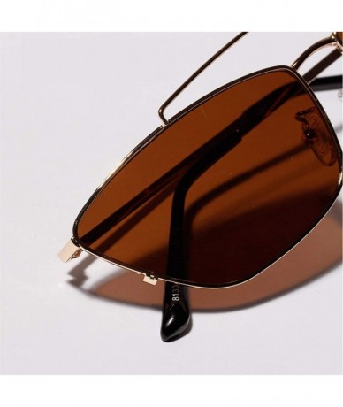 Cat Eye Ladies Sunglasses Women Cat Eye Small Metal Frame Fashion Sun Glasses Square - Gold With Brown - C518LS65NNG $19.65