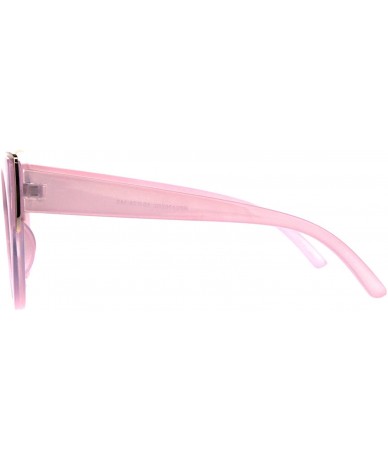 Oversized Impact Resistant Flat Glass Lens Sunglasses Womens Oversized Round Cateye - Pink (Green) - CV18GQR52QX $22.58