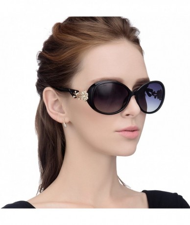 Oversized Fashion Oversized Women Uv400 Protection Polarized Lady Sunglasses Gold Flower Full Frame Sunglasses Gd103 - CI11K9...