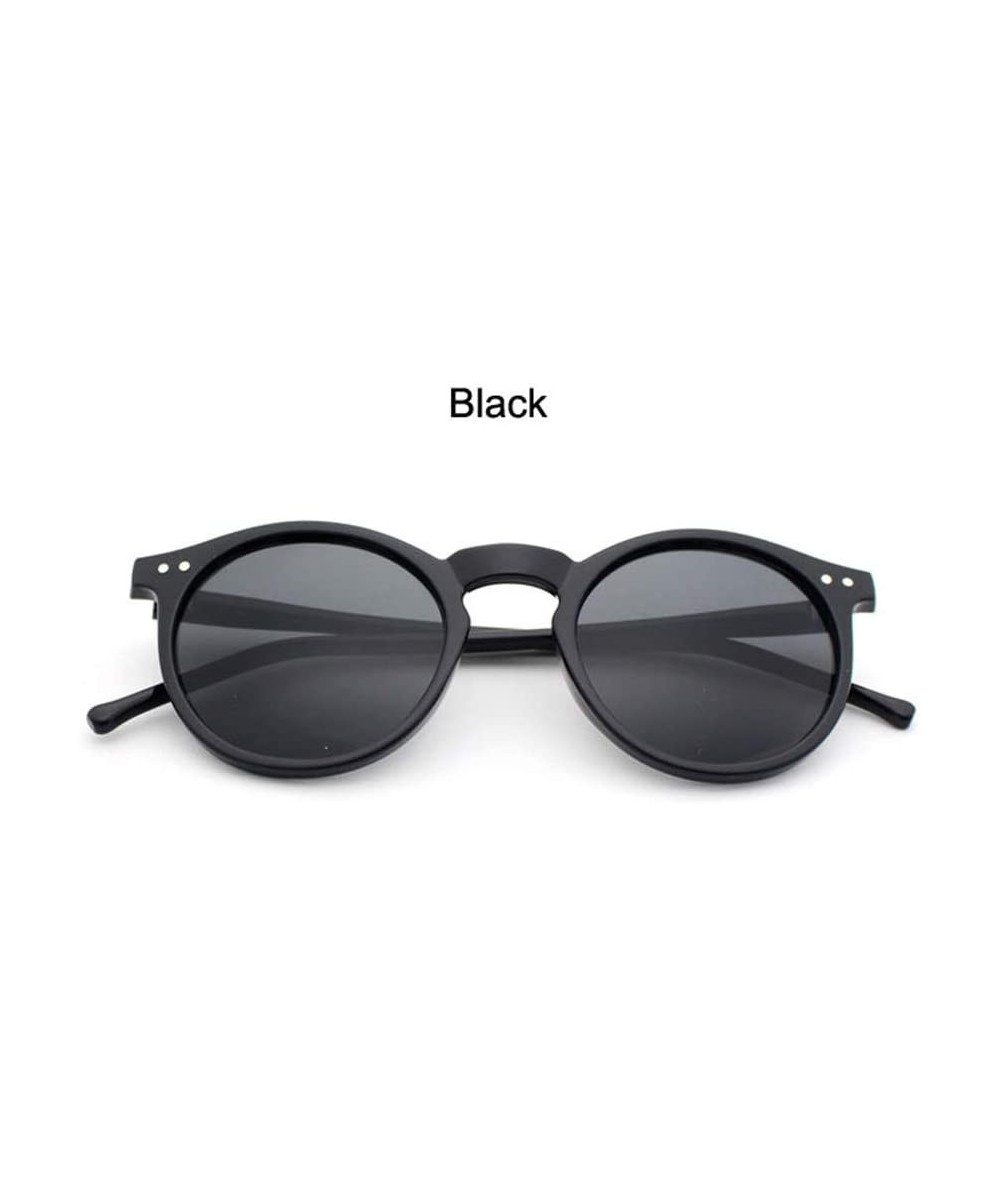 Rectangular Round Sunglasses Women Multicolour Frame Mercury Mirror Lens Glasses Men Coating Round Sunglasses - Black - C9194...