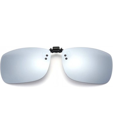 Square Polarized Clip On Sunglasses Over Prescription Glasses for Men Women UV Protection - Silver Flash - CT18QEEOWLZ $24.50