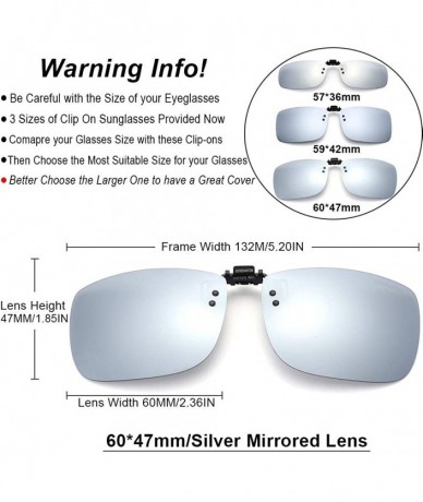 Square Polarized Clip On Sunglasses Over Prescription Glasses for Men Women UV Protection - Silver Flash - CT18QEEOWLZ $24.50