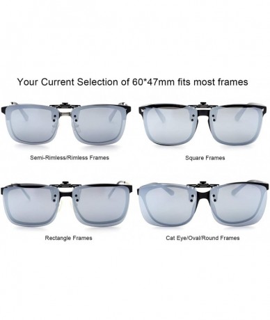 Square Polarized Clip On Sunglasses Over Prescription Glasses for Men Women UV Protection - Silver Flash - CT18QEEOWLZ $24.50