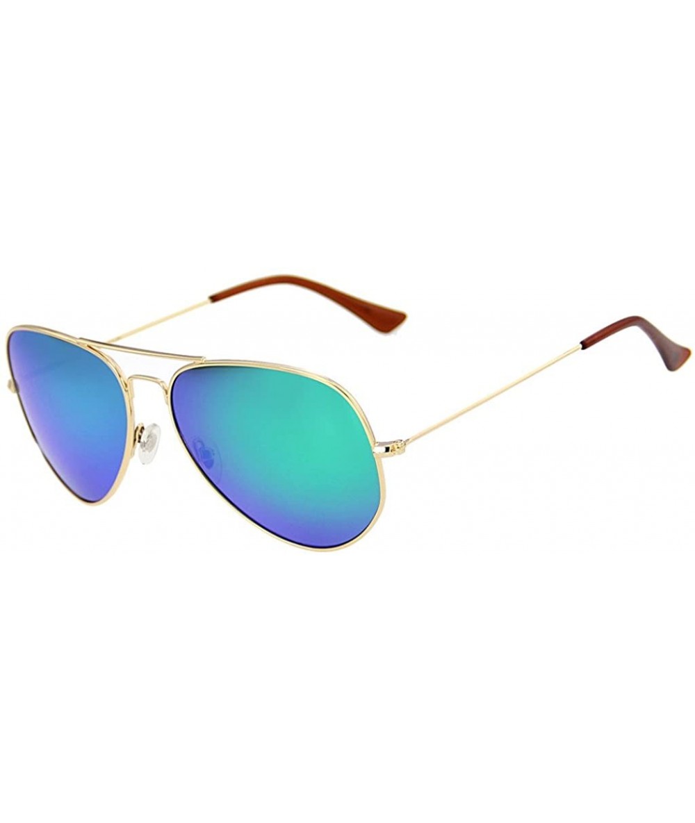 Oversized Metal Frame UV Protection Polarized Mirror Aviator Sunglasses LSP025 - Gold Frame Green Lenses - CF12LIESTB5 $32.62