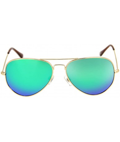 Oversized Metal Frame UV Protection Polarized Mirror Aviator Sunglasses LSP025 - Gold Frame Green Lenses - CF12LIESTB5 $32.62