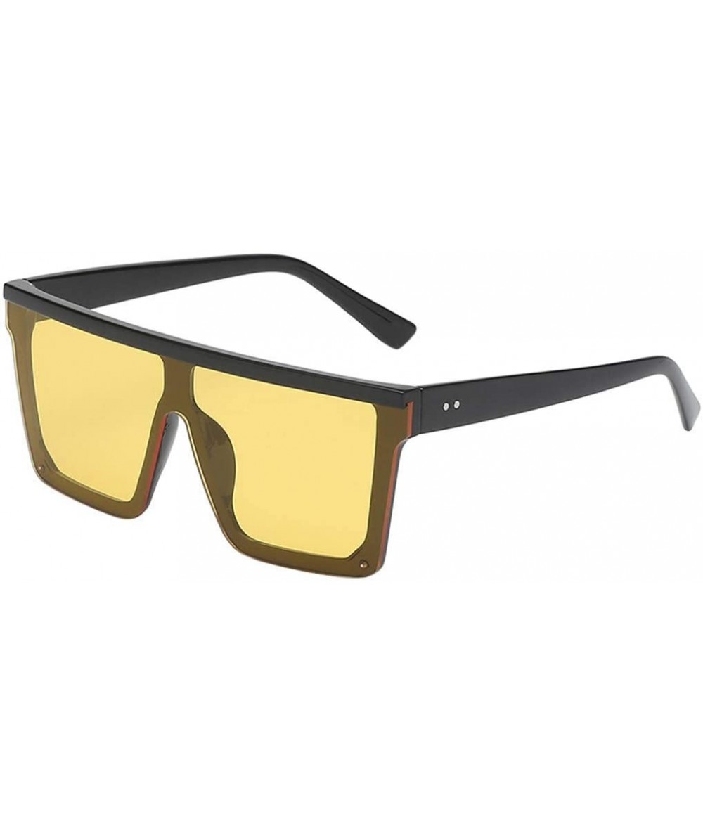 Square Women Men Sunglasses Square Oversized Flat Top Fashion Shades Sun Glasses Vintage (D) - D - CT19035KAZ2 $17.70